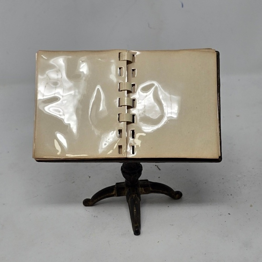 Vtg tabletop miniature gilt metal brass mini music stand photo album display